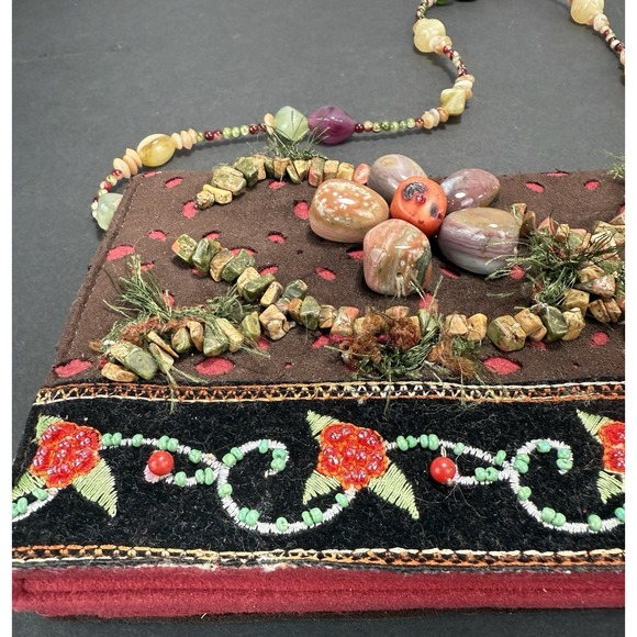 Mary Frances Purse Shoulder Bead Work Floral Embellished Stone Handbag Clutch‎ - Picture 2 of 16
